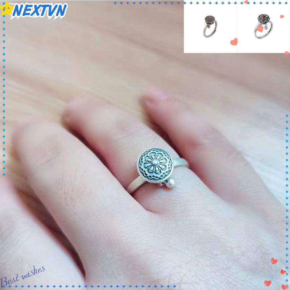Nhẫn Hở Có Thể Điều Chỉnh Kích Cỡ Dành Cho Nữ|Hoa Sen Phong Cách Retro