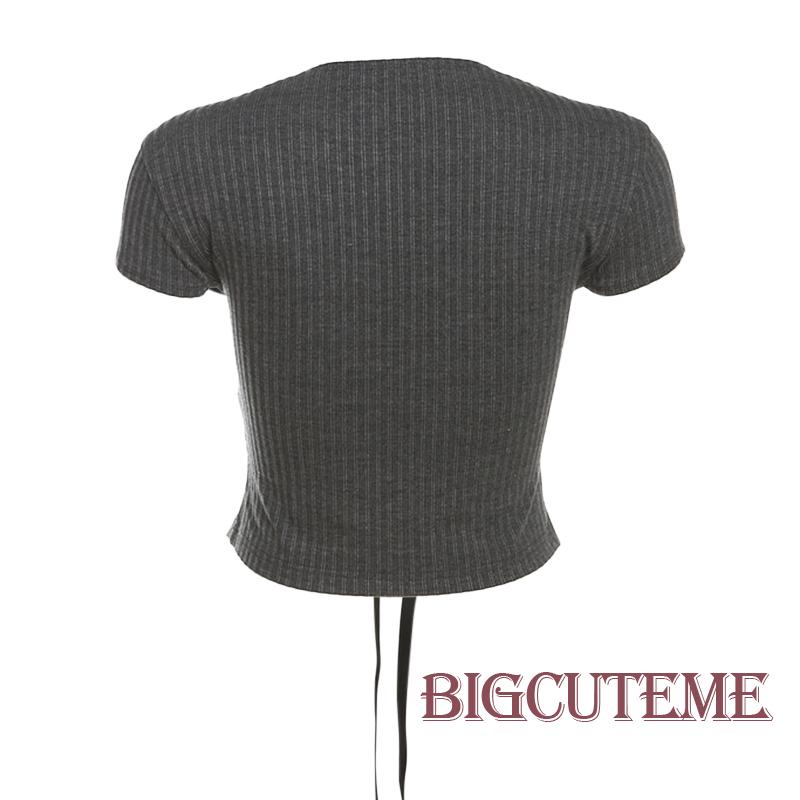 Áo Thun Tay Ngắn Dáng Ôm Cột Dây Màu Trơn Thời Trang Mùa Hè Quyến Rũ Cho Nữ