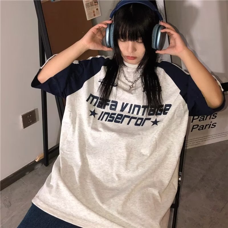 Áo Thun Tay Ngắn Cổ Tròn Phong Cách Thời Trang Harajuku Nhật Bản