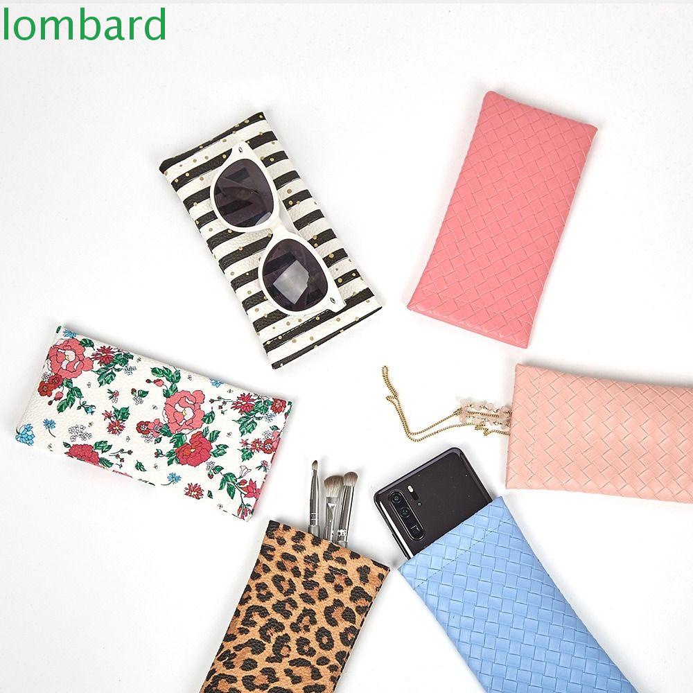 Hộp Đựng Bảo Vệ Mắt Kính Bằng Da PU Họa Tiết Kẻ Sọc &amp; Hoa Sang Trọng Tiện Dụng Ốp