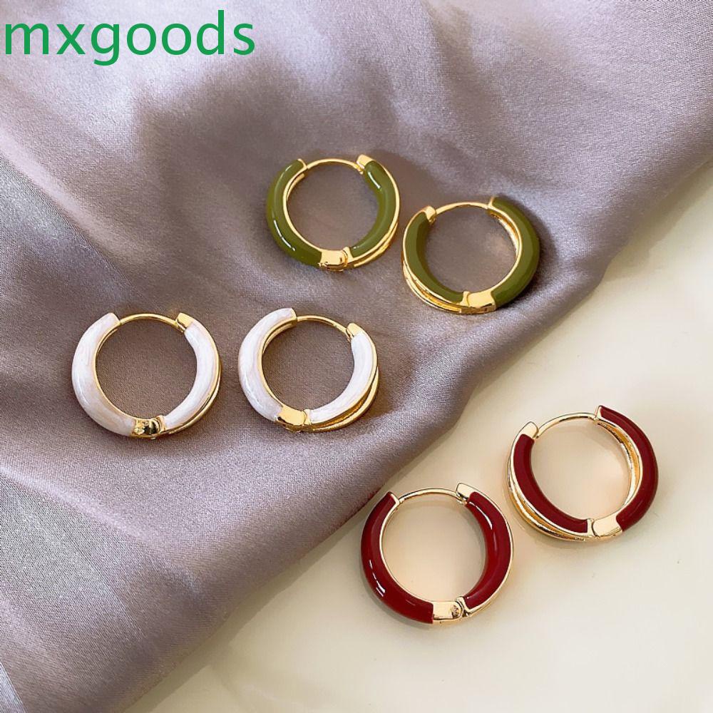 Khuyên Tai Vòng Tròn Màu Sắc Đơn Giản Phong Cách Hàn Quốc