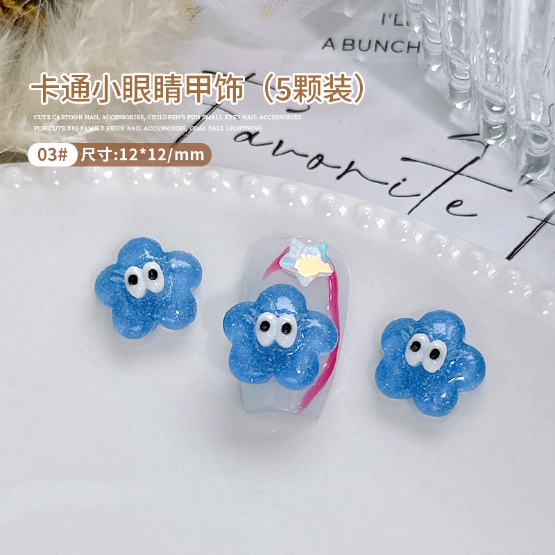 Set 5 Phụ Kiện Trang Trí Móng Tay 3D Hình Ngôi Sao Năm Cánh Dễ Thương