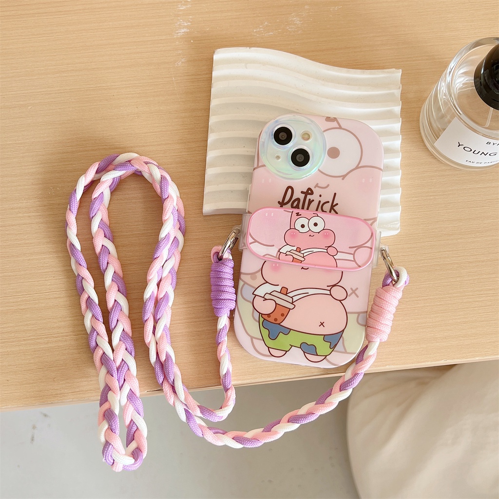Ốp Điện Thoại TPU Mềm Trong Suốt Chống Rơi Hình Spongebob Có Dây Đeo Chéo Cho iPhone 14 13 12 11 Pro Max