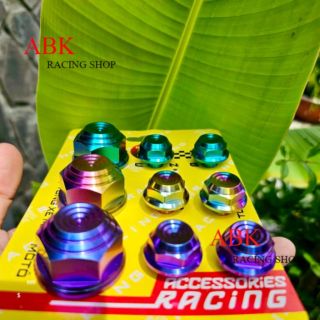 Bộ ốc chảng ba GR5 titan TH Racing gắn cho xe Satria Sonic