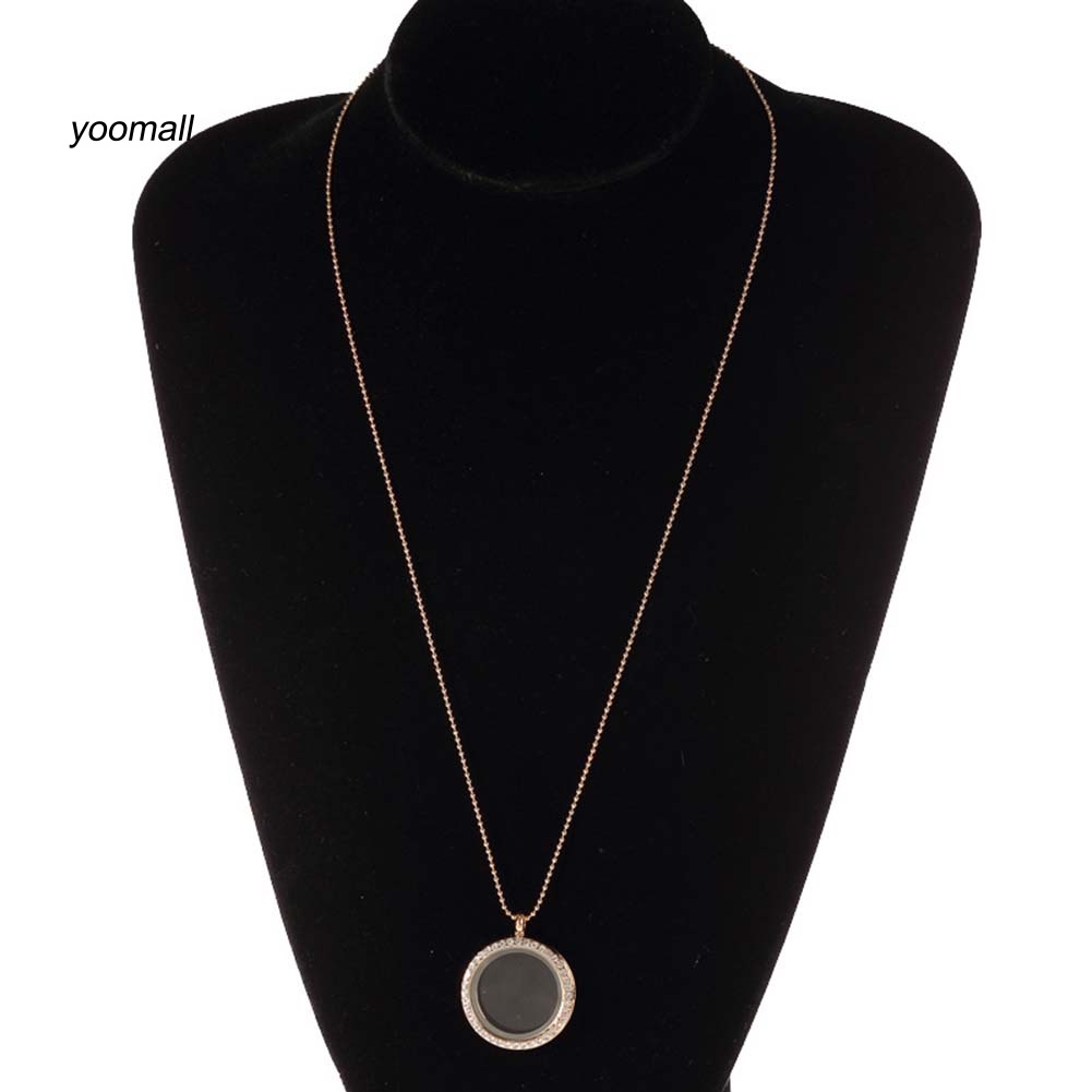 Vòng cổ Mặt Kính Tròn Đính Kim Cương Giả Cho Nữ