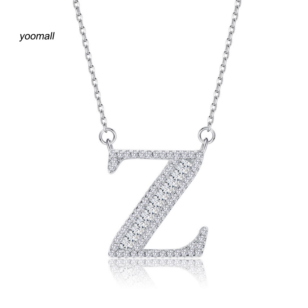 Vòng cổ Mạ Bạc Mặt Chữ Cái Đính Đá Zircon Sang Trọng Cho Nữ