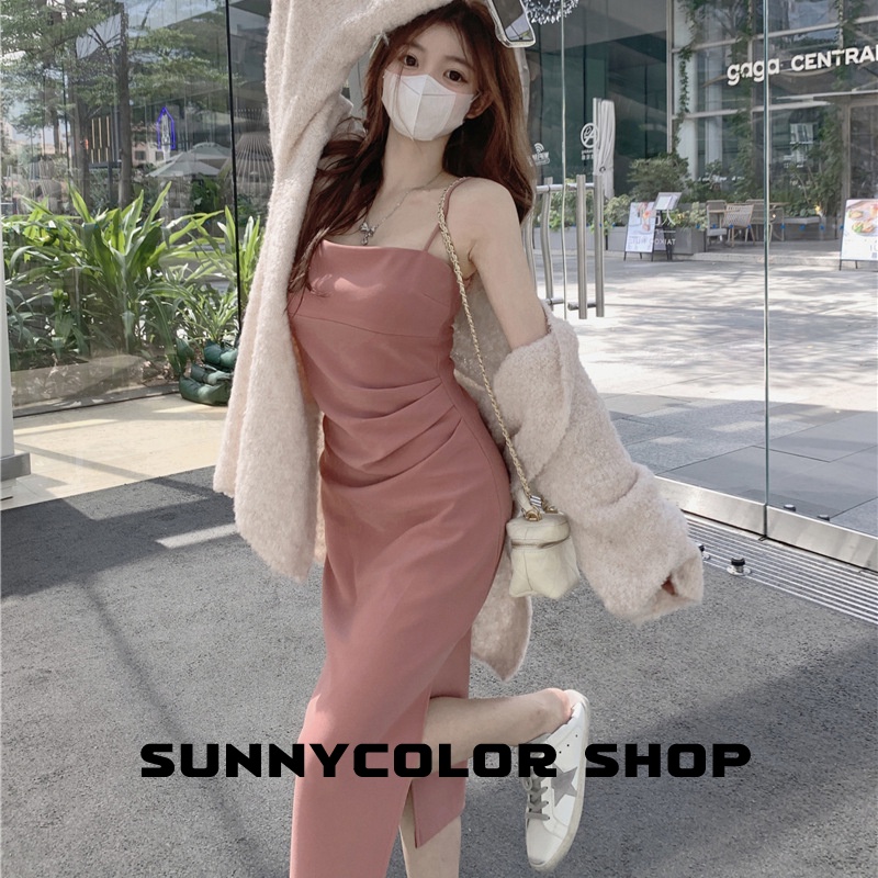 SUNNYCOLOR Đầm Yếm Dáng Dài 21Inch Hở Lưng Quyến Rũ Cho Bạn Nữ 2023 new Chic Độc đáo Cái mới Chất lượng cao A22M1OL 36Z230909