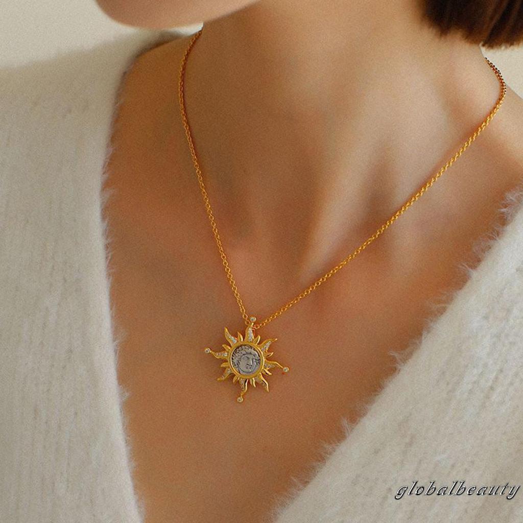 Bộ Vòng cổ Và Bông Tai Mặt Trời Màu Sắc Cổ Điển Cho Nữ