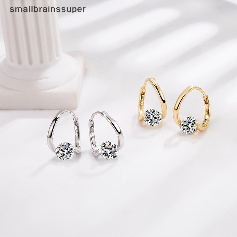 1 Đôi Bông Tai Đính Đá Zircon Đơn Giản Thời Trang Hàn Quốc Dành Cho Nữ