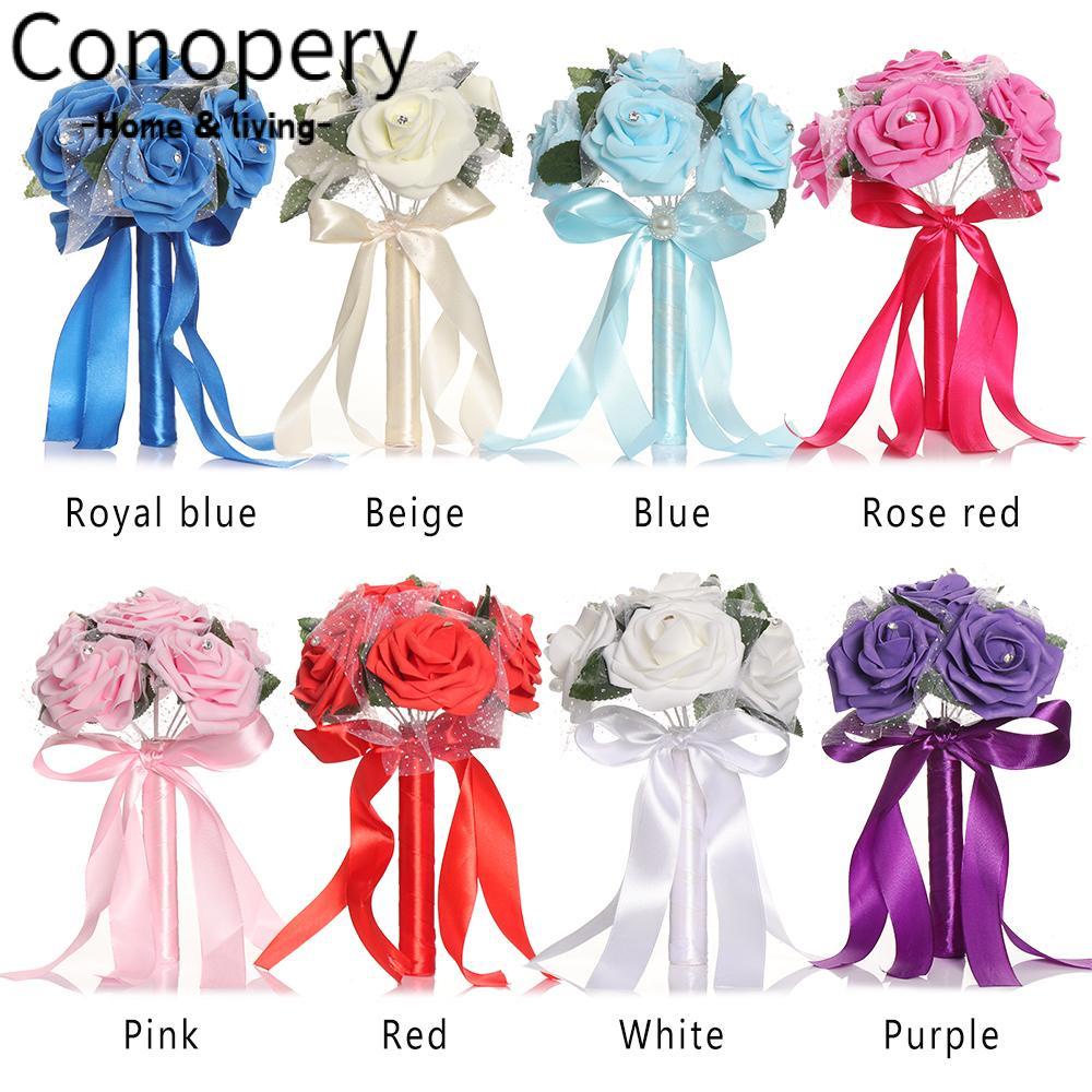 CONOPERY Bó Hoa Cầm Tay Bằng Lụa Phối Ren Lãng Mạn Cho Cô Dâu