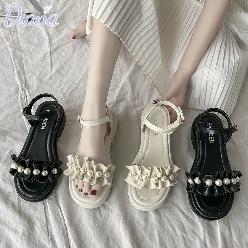 Xăng đan Đế Xuồng Chống Trượt Đính Ngọc Trai Thời Trang Hàn Quốc