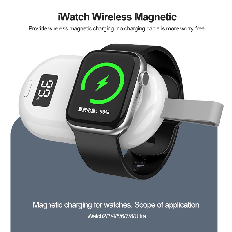 Pin Sạc Dự Phòng 2 Trong 1 2500mah Cho Apple Watch iWATCH 8 / 7 / 6