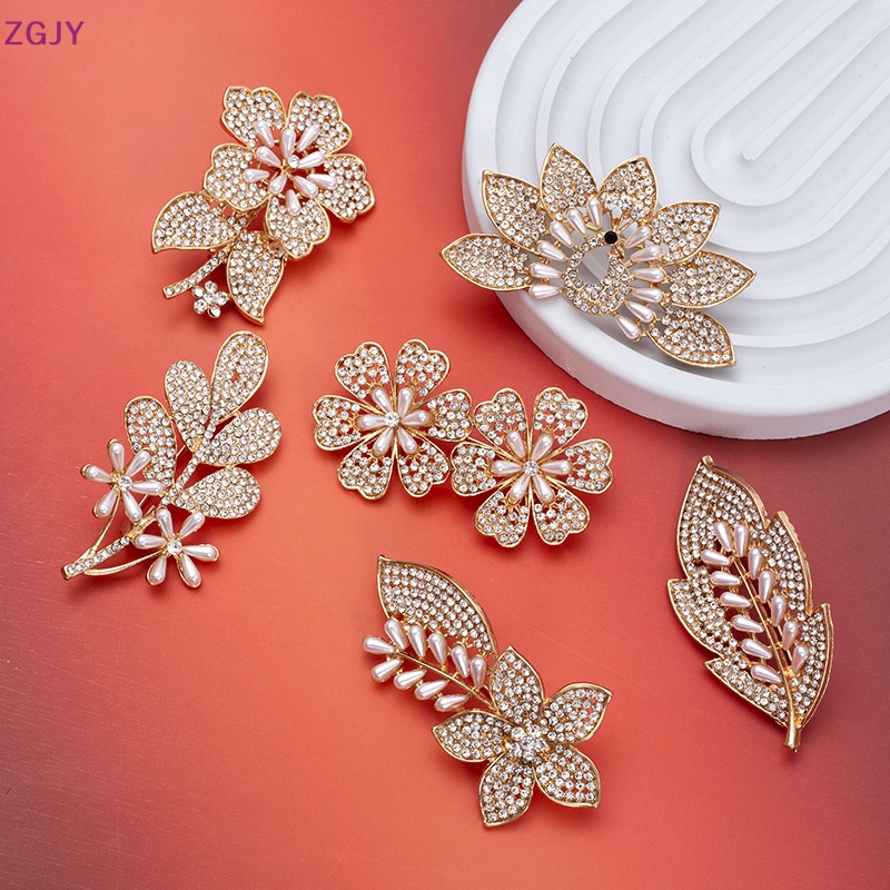 Ghim Cài Áo Hình Hoa Lá Đính Ngọc Trai Thời Trang Cho Nữ Mới