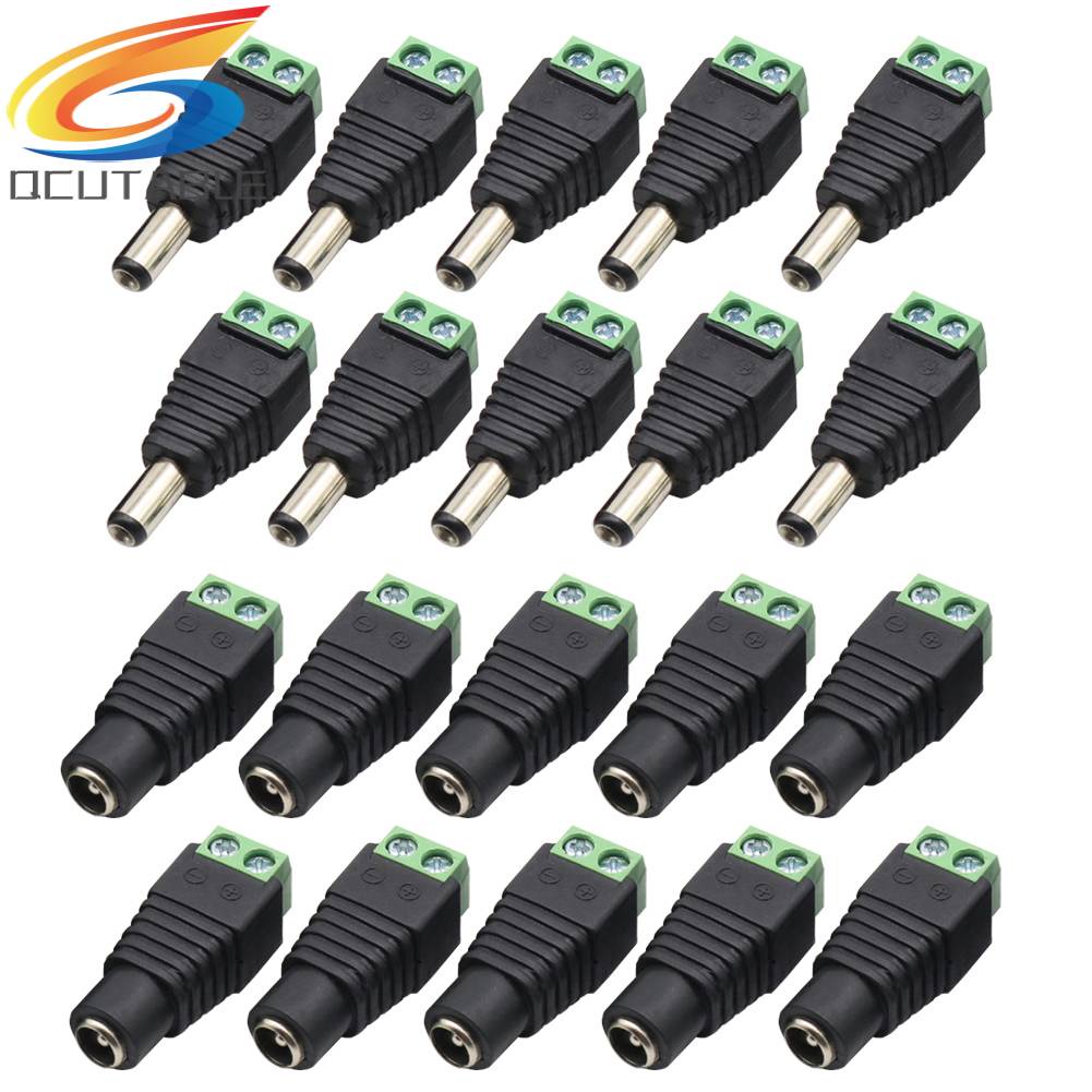 Set 20 Đầu Nối Nguồn Điện 10 Male + 10 Female DC 2.1x5.5mm Cho CCTV
