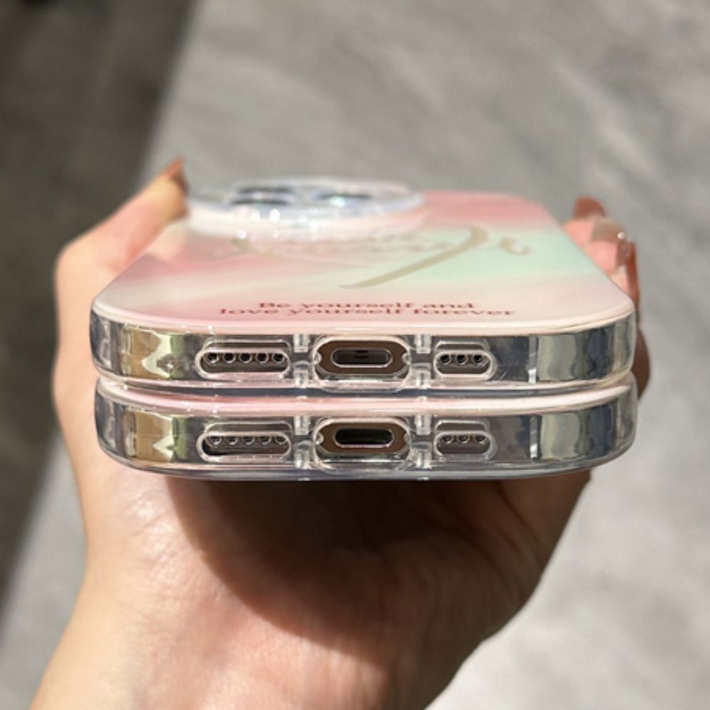 Ốp Điện Thoại TPU Dẻo Màu Hồng Laser Bảo Vệ Ống Kính Thời Trang Chống Sốc Cho IPhone 11 12 13 14 Pro Max