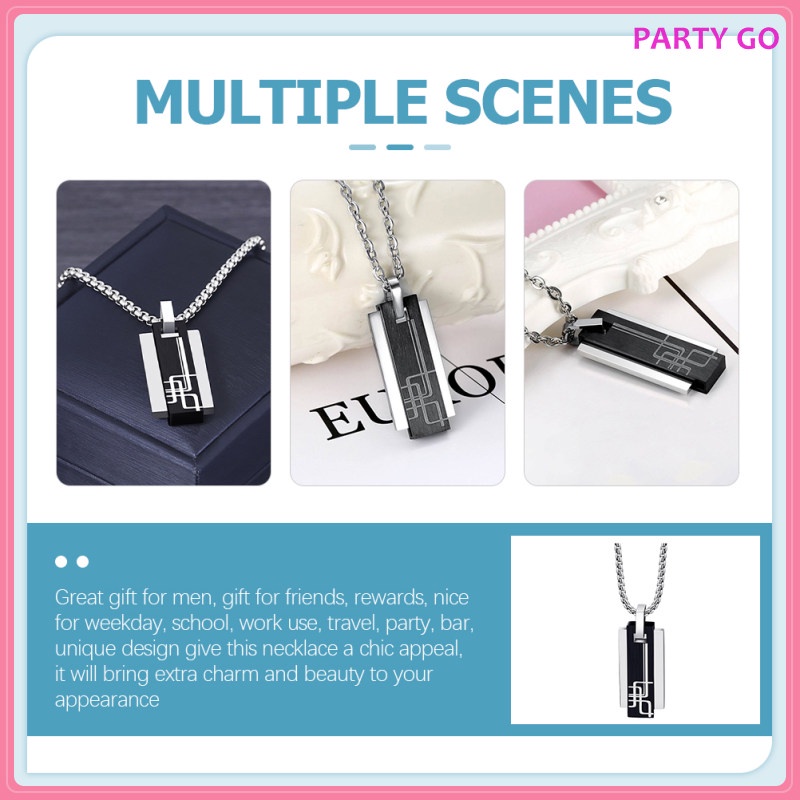 Vòng cổ Kim Loại Đen Mặt Hình Học Cho Nam