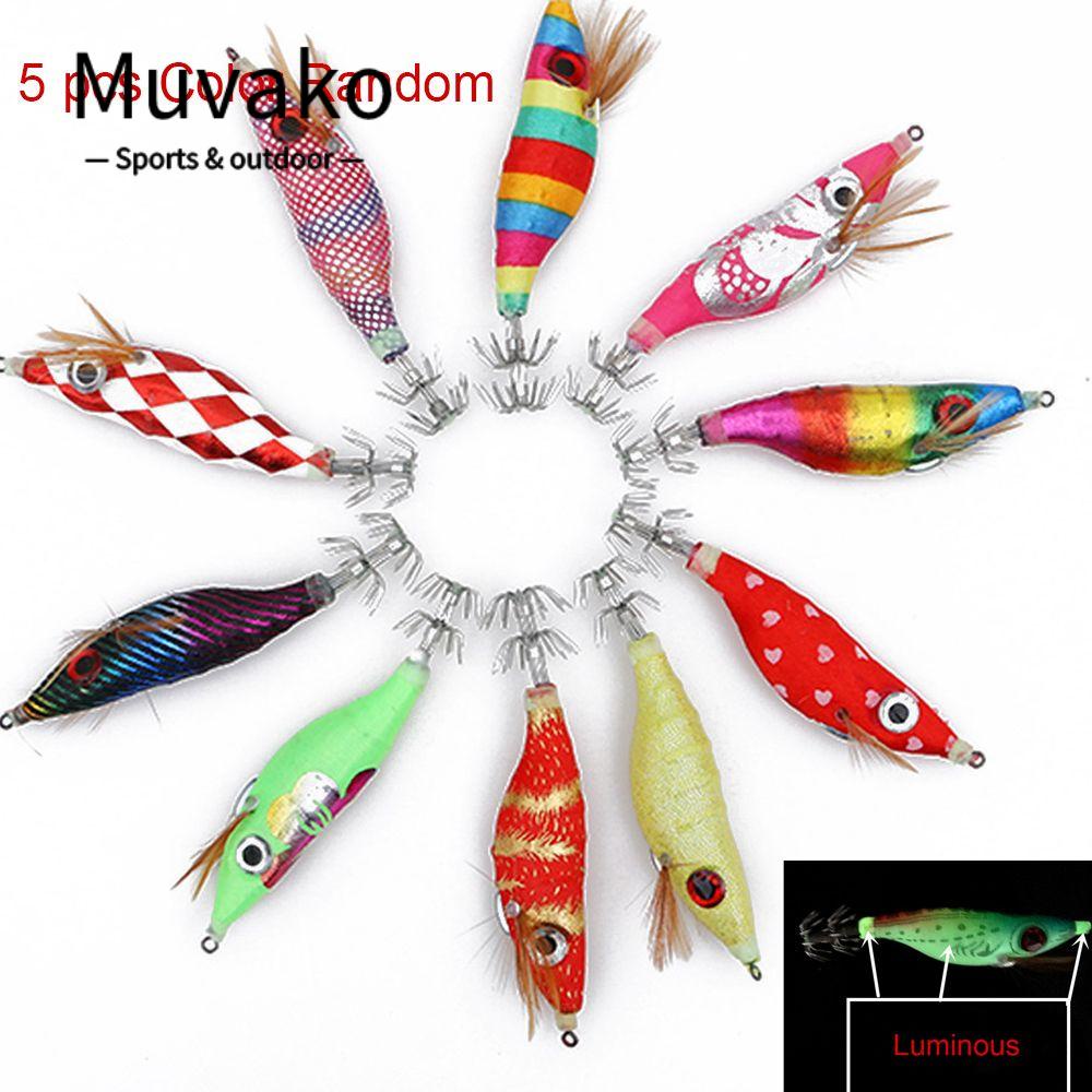 MUVAKO 5 Mồi Tôm Giả Câu Cá Phát Quang Sống Động Màu Sắc Ngẫu Nhiên