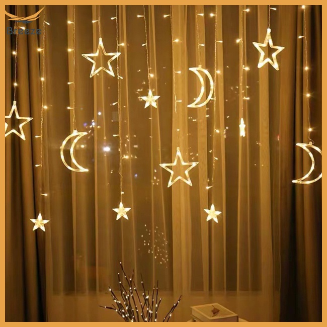 Dây Đèn Led Ip44 Ip44 Hình Mặt Trăng / Ngôi Sao 8 Chế Độ Chống Thấm Nước Trang Trí Giáng Sinh