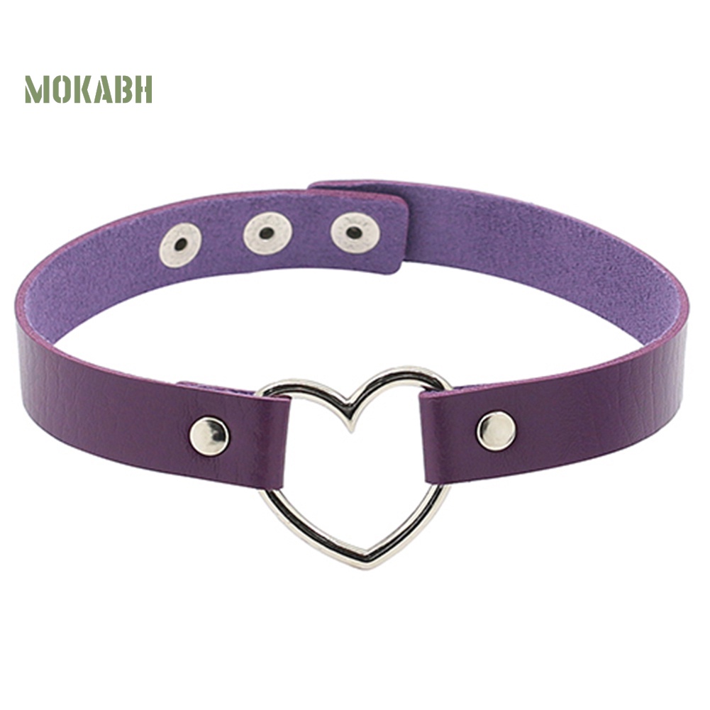 Vòng Cổ Choker Giả Da Họa Tiết Trái Tim Rỗng Phong Cách Gothic Punk
