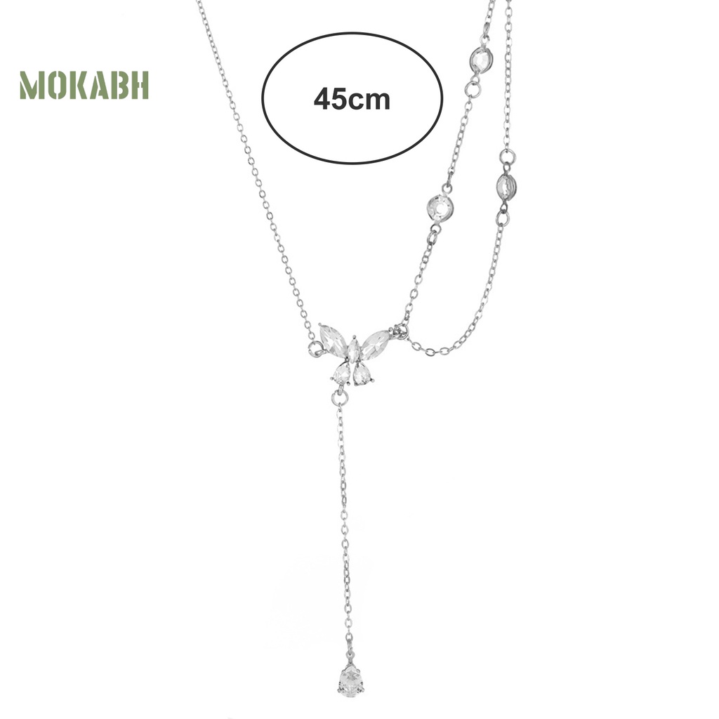Vòng cổ Hai Lớp Họa Tiết Hình Con Bướm Đính Đá Thời Trang Dành Cho Nữ
