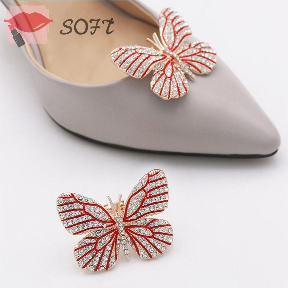 Kẹp Bướm Đính Đá Lấp Lánh Trang Trí Giày Cao Gót Thời Trang Thay Thế Cho Cô Dâu