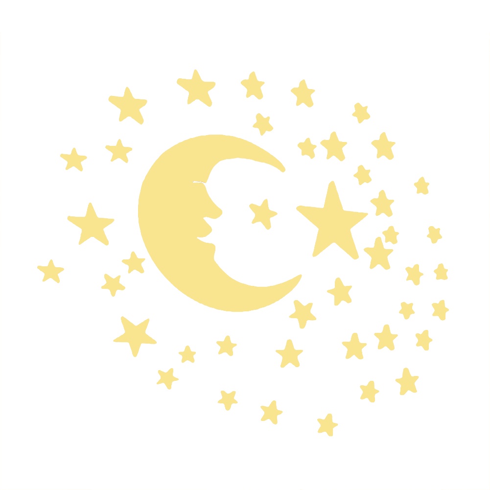 Set 38 Miếng Dán Tường Tráng Gương Acrylic Hình Mặt Trăng 3D Có Thể Tháo Gỡ