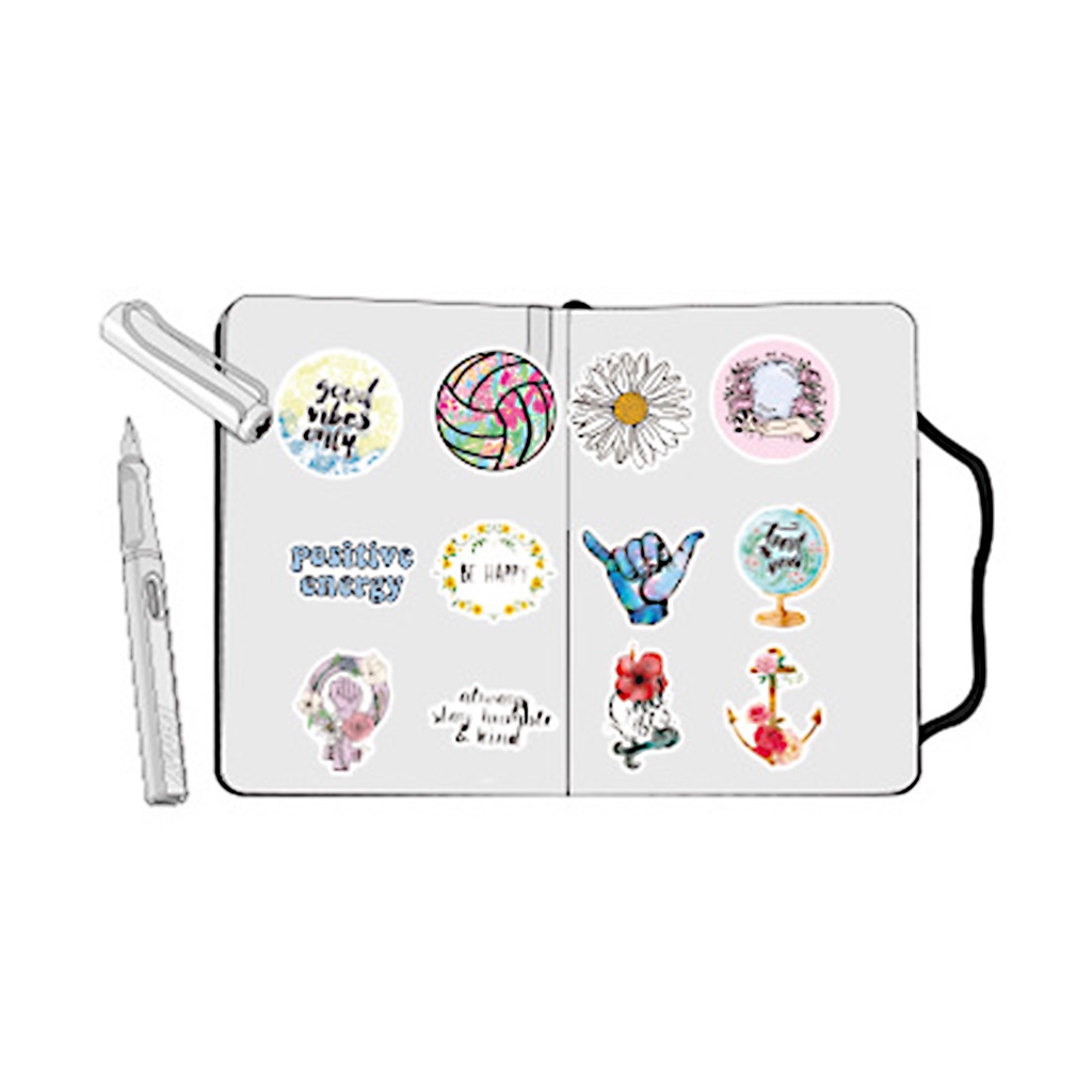 Set 50 Miếng Dán PVC Chống Nước Họa Tiết Hoạt Hình Graffiti Trang Trí Ván Trượt / Guitar / Hành Lý