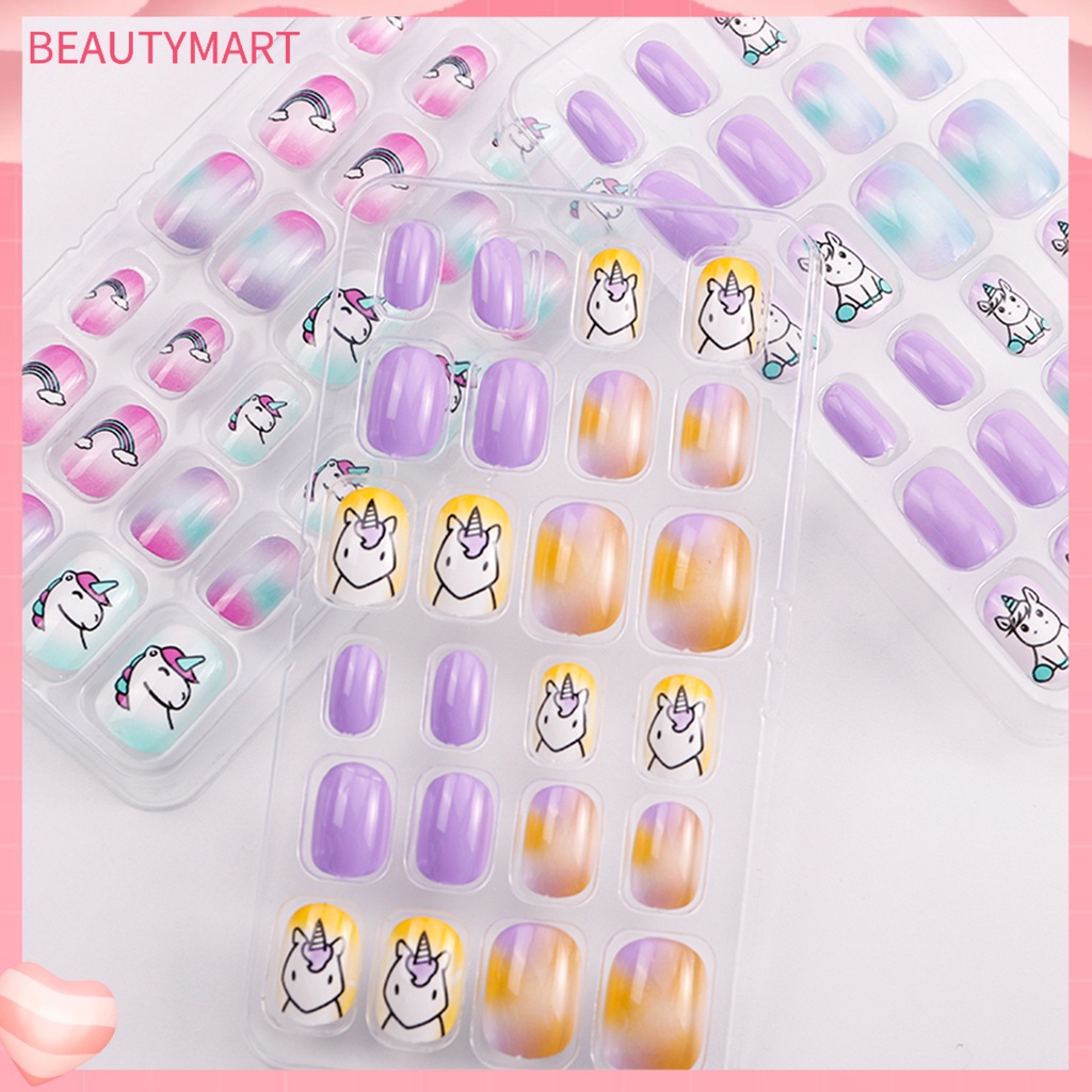 Hộp 24 Móng Tay Giả Tự Dính Siêu Mỏng Họa Tiết Hoạt Hình Giáng Sinh Có Thể Tháo Rời Cho Nữ