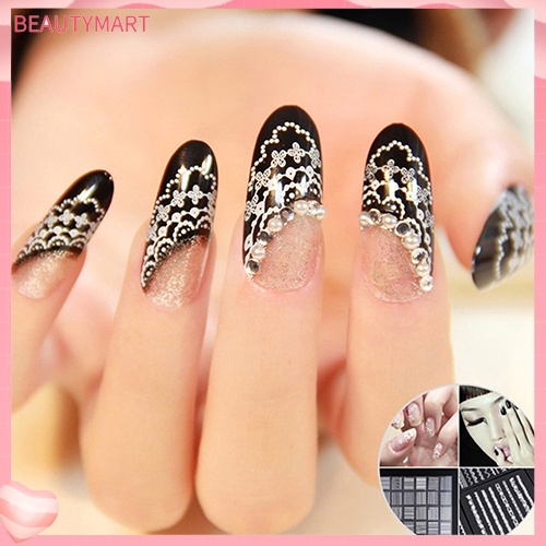 Set 30 Tấm Hình Dán Ren 3D Màu Trắng Dùng Trang Trí Móng Nghệ Thuật DIY