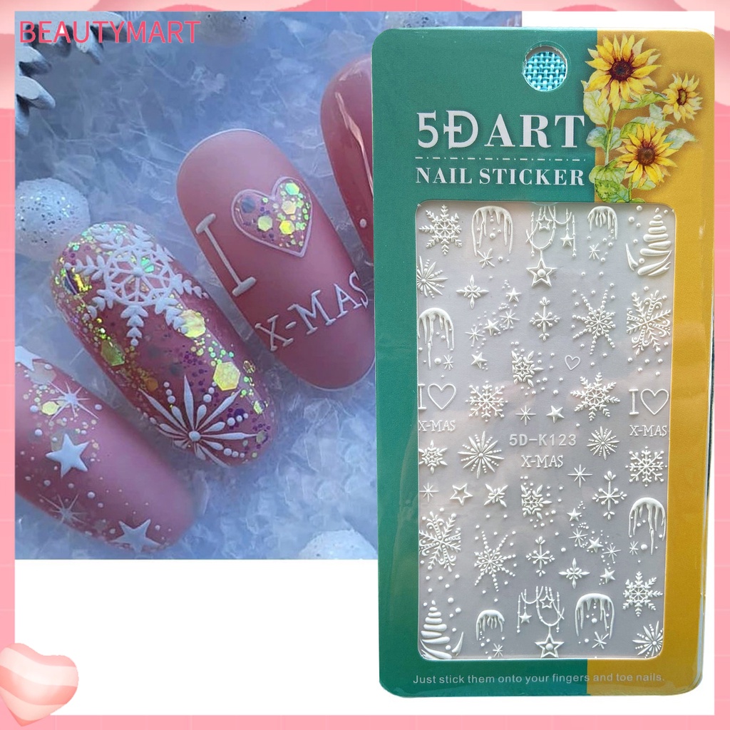 Nhãn Dán Móng Tay Siêu Mỏng Họa Tiết Giáng Sinh Tinh Tế Dính Mạnh Mẽ