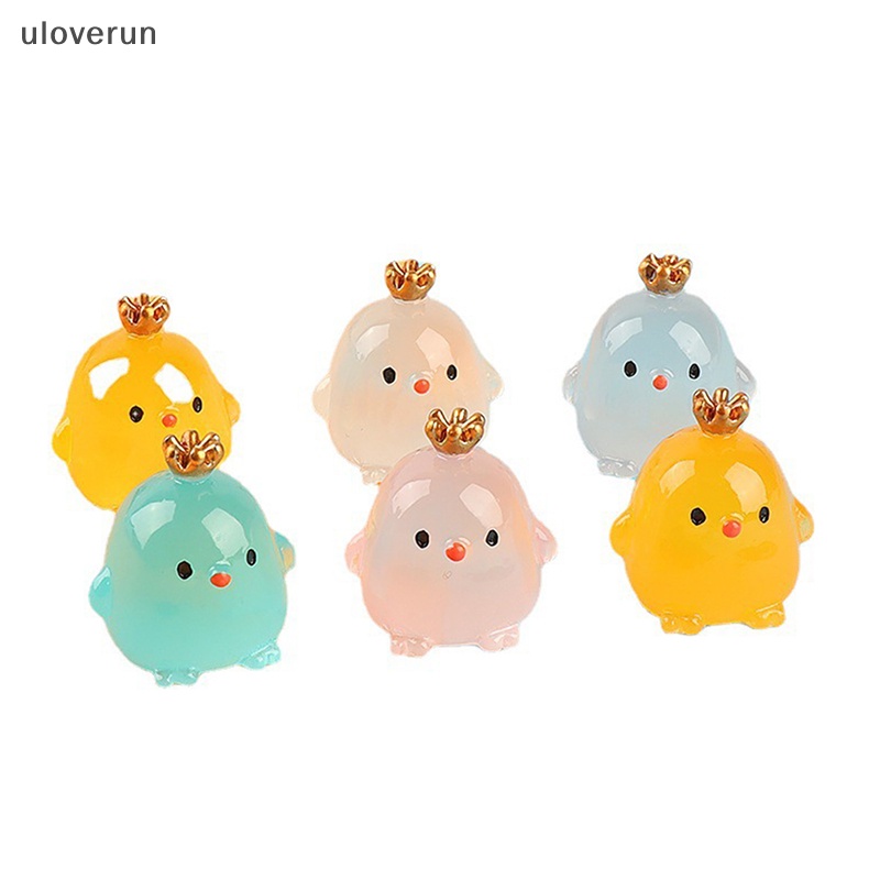 Set 2 Đồ trang trí Gà Con Đội Vương Miện Mini Dạ Quang Trang Trí Tiểu Cảnh