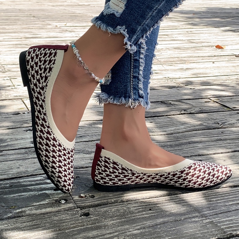 Giày Búp Bê Cao Nữ Su Mềm Hở Ngón Mũi Nhọn Phối Lưới Thoáng Khí Thời Trang