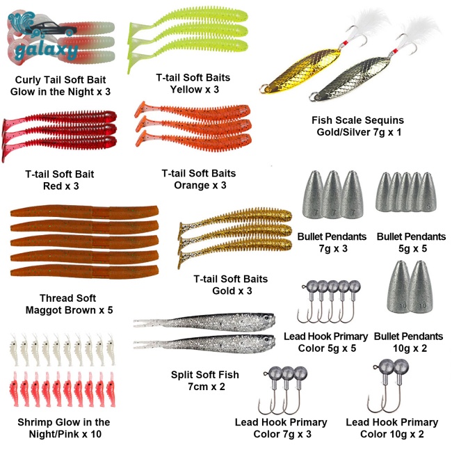 Galaxy Hộp 304 Mồi Câu Cá Giả Hình Giun Sâu Bằng Nhựa Kèm Hộp Đựng