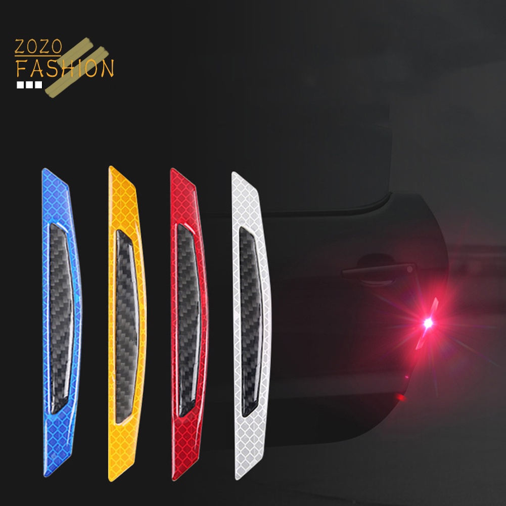 4 Miếng Dán Carbon Phản Quang Chống Trầy Trang Trí Cửa Xe Hơi