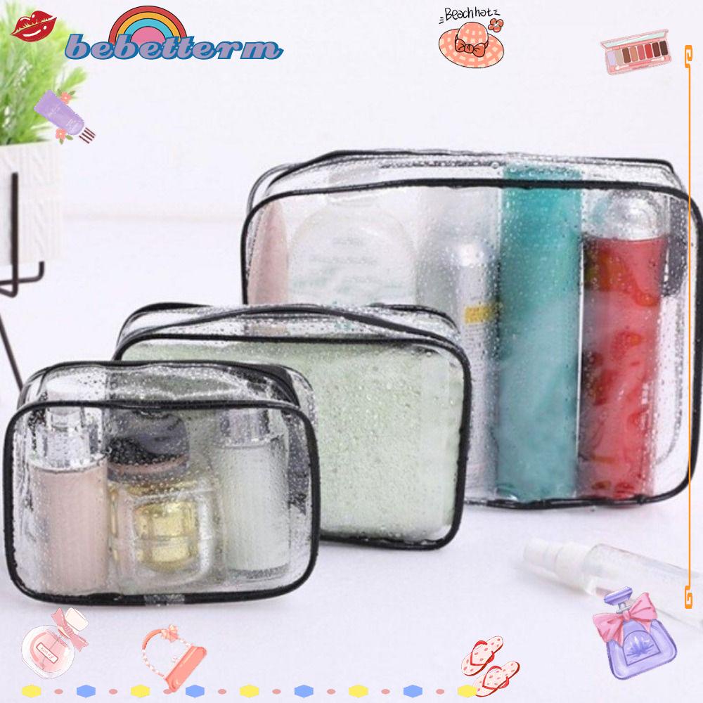BEBETTERM Túi Nhựa PVC Trong Suốt Chống Nước Có Khóa Kéo Đựng Đồ Dùng Cá Nhân Cho Du Lịch