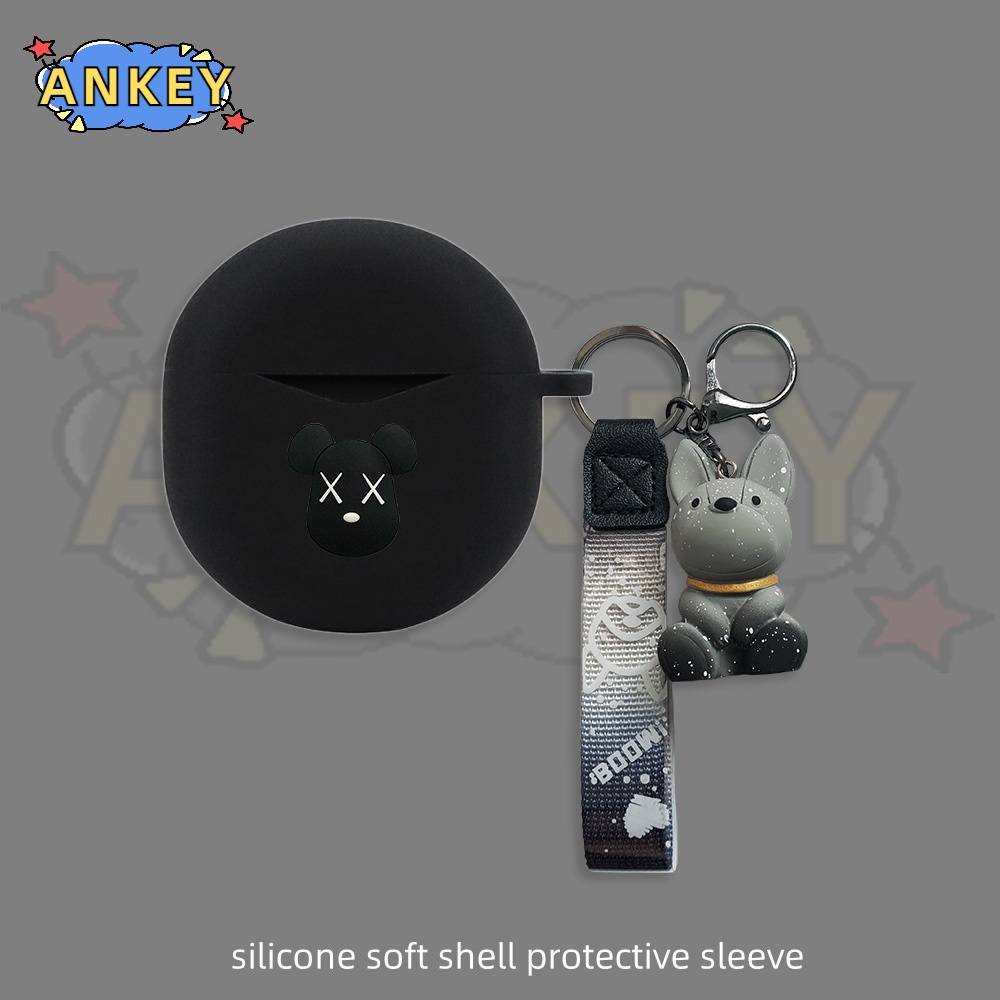 For SoundPEATS Air 4 / Air 3 Deluxe / Capsule 3 Pro Earphone Silicone Case Blue Kaws Earbuds Protective Headphone Cover Headset Skin with Pendant