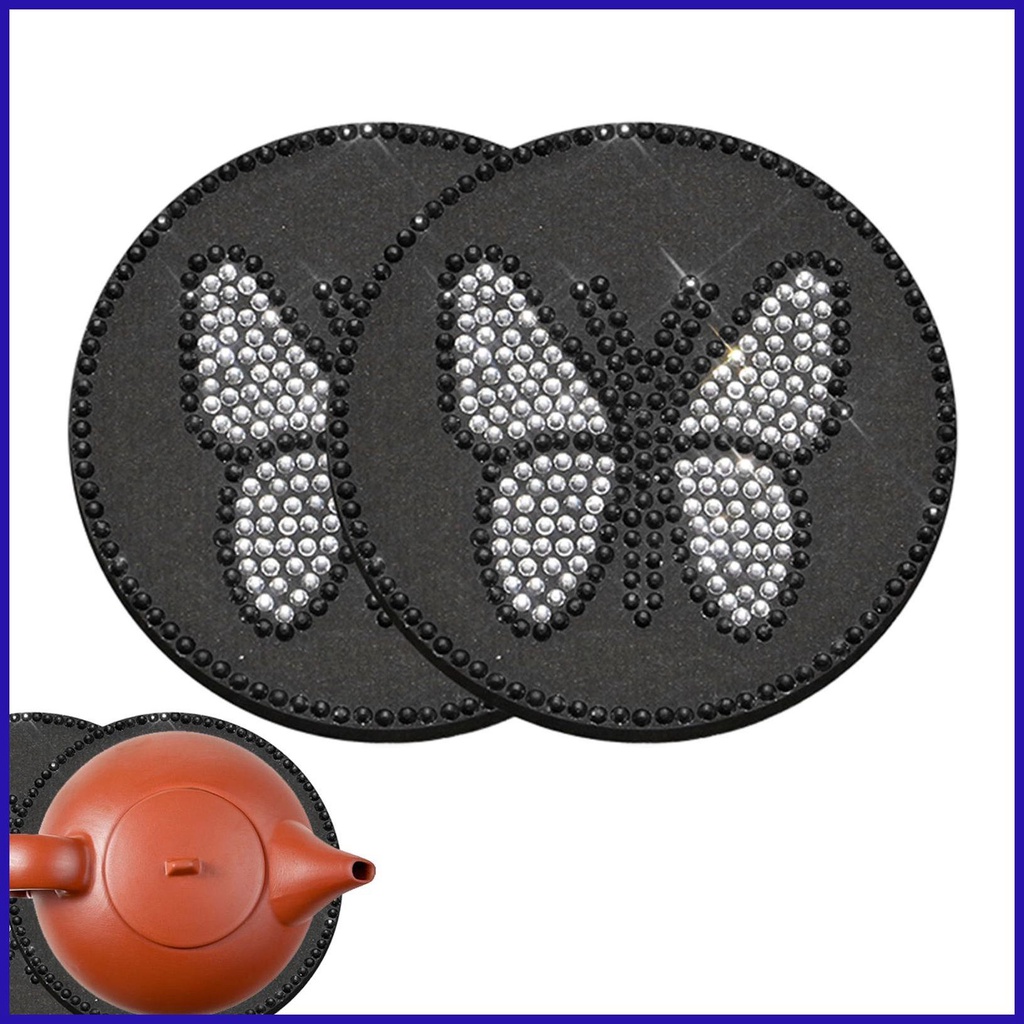 Đế Lót Ly Dày Cách Nhiệt Chống Trượt Hình Bướm Lấp Lánh Thông Dụng Cho Xe Hơi