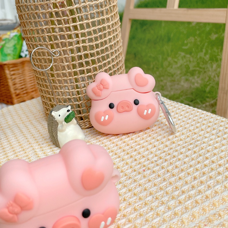Vỏ Bảo Vệ Hộp Sạc Tai Nghe Airpods Pro 2 3 1 Bằng Silicon Họa Tiết Hoạt Hình Chú Heo Dễ Thương