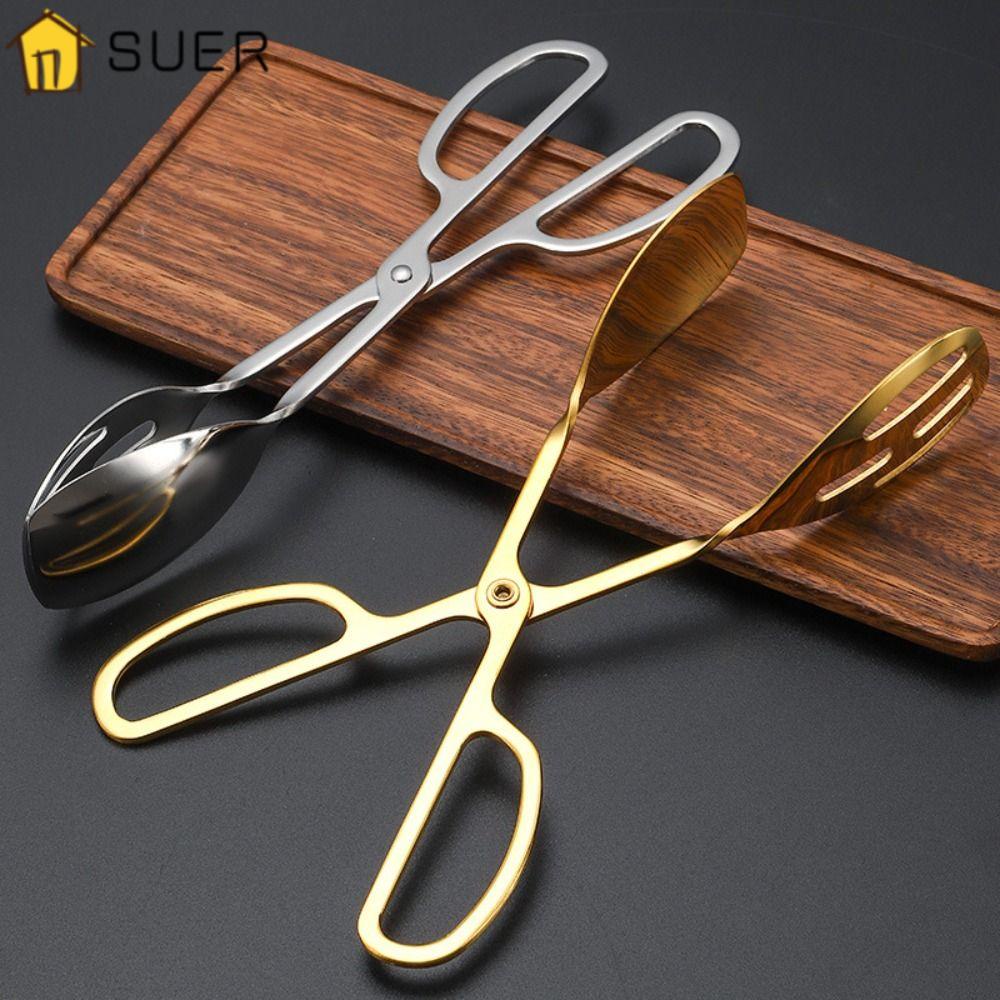 Suenin Set 2 Kẹp Gắp salad Bằng Thép Không Gỉ Màu Vàng / Bạc Để Phục Vụ
