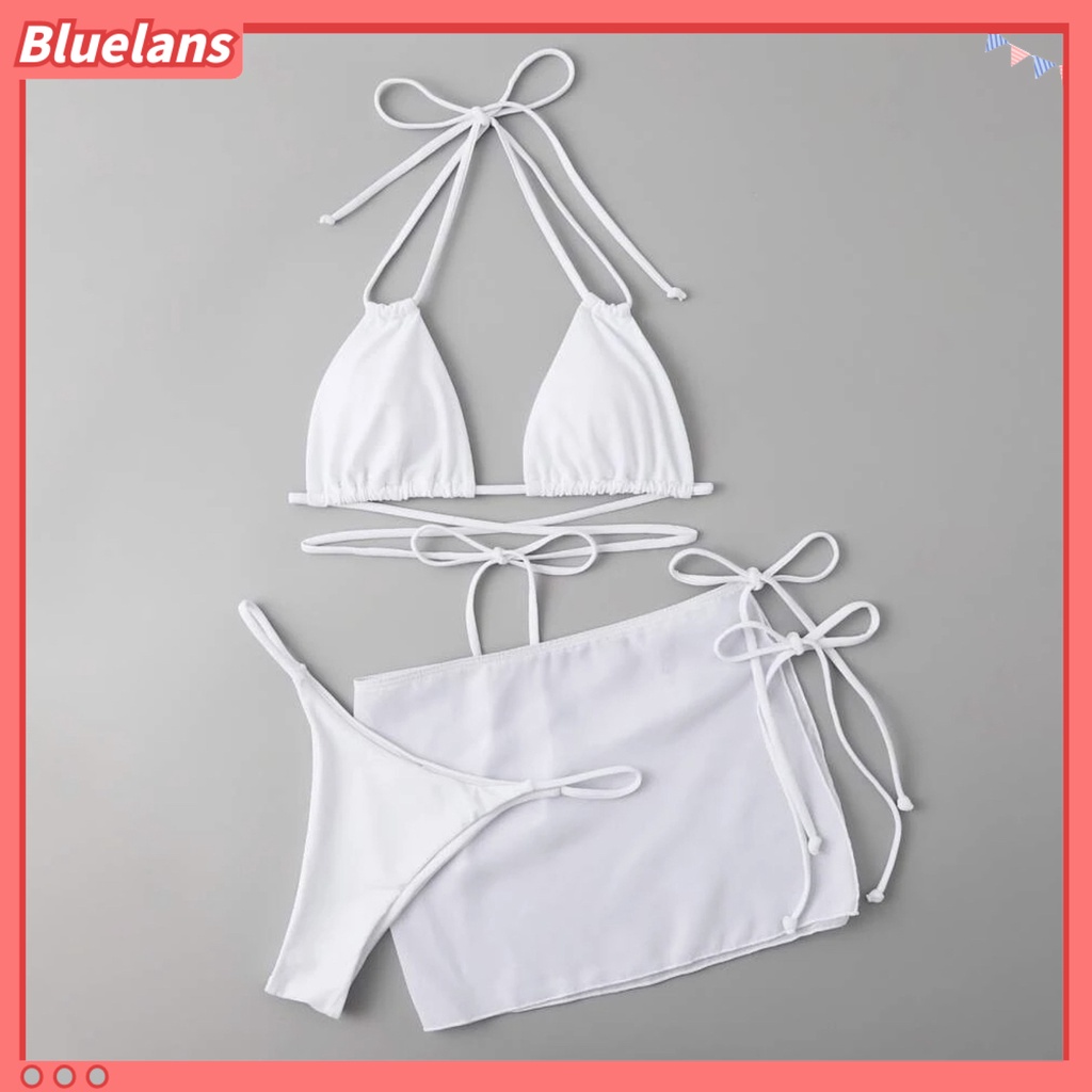 1 Bộ Đồ Bơi Hai Mảnh Bằng Polyester Siêu Mềm Màu Trơn Mau Khô Dành Cho Nữ