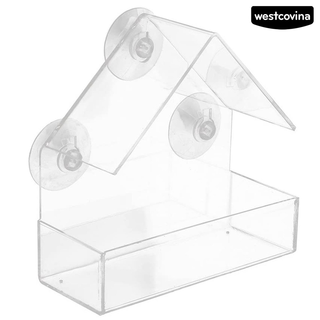 [COD]♞Khay Đựng Thức Ăn Cho Chim Bằng Acrylic Trong Suốt Có Giác Hút Gắn Tường Tiện Dụng