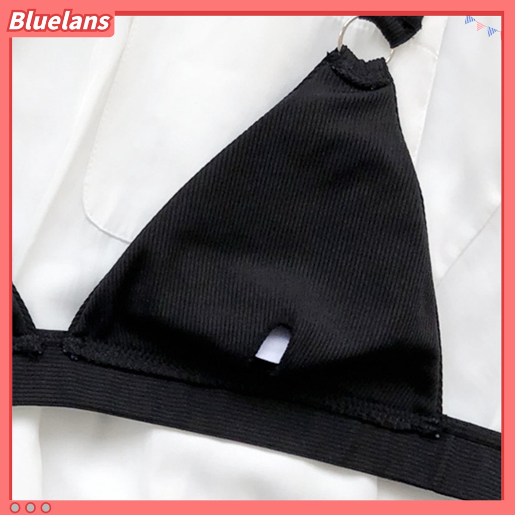 [BLS] Bộ Đồ Bơi Bikini Hai Mảnh Lưng Cao Có Đệm Mút Tròn Bằng Kim Loại Thời Trang Mùa Hè