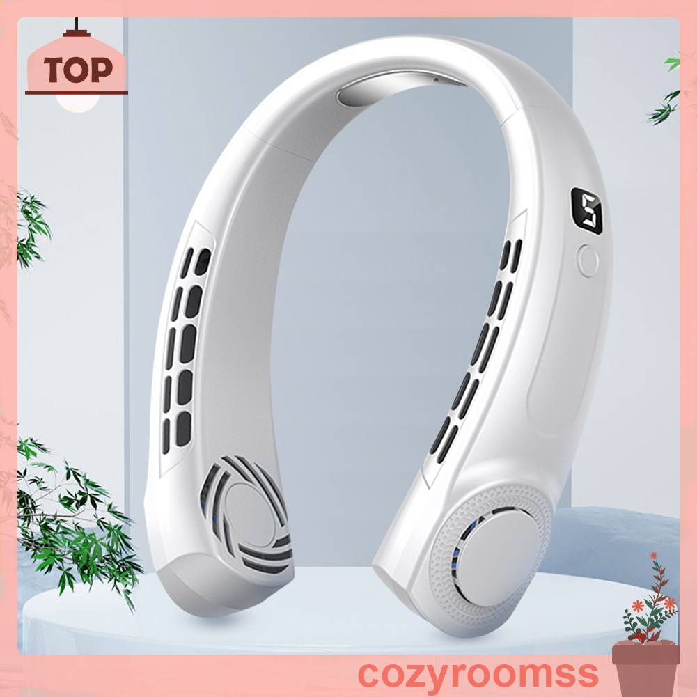 Quạt Điện Làm Mát Đeo Cổ 5 Tốc Độ Rảnh Tay Có Thể Sạc Lại Bằng Cổng USB