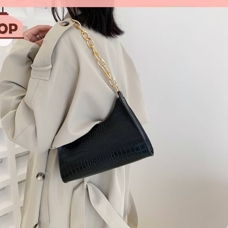 Túi Đeo Vai Họa Tiết Da Cá Sấu Phối Dây Xích Thời Trang Sang Trọng Cho Nữ