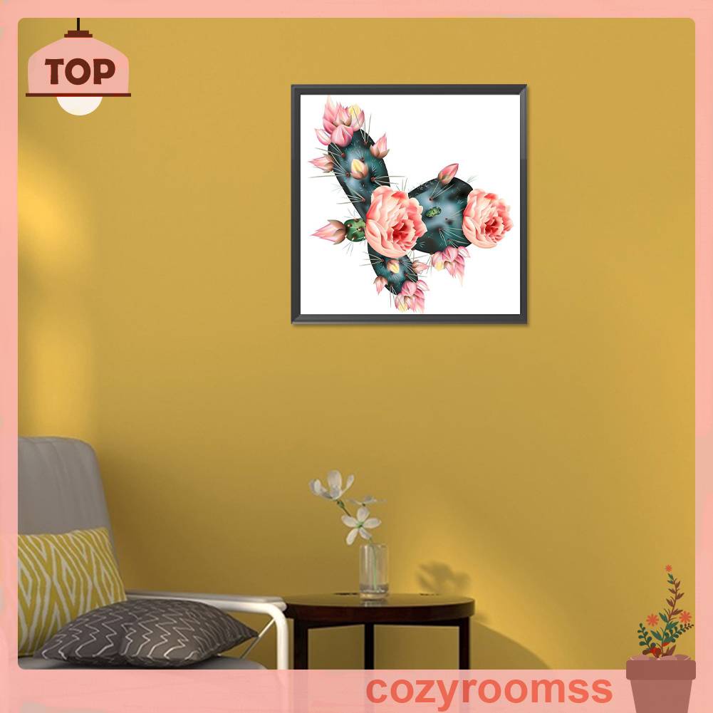 Tranh Đính Đá Kim Cương Toàn Bộ 5D DIY Hình Vẽ Cây Xương Rồng Trang Trí Nhà Cửa