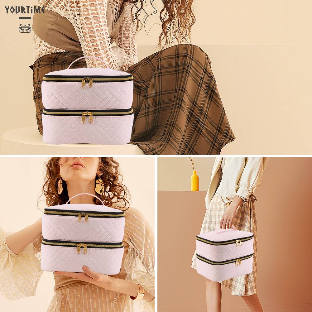 Túi Đựng Mỹ Phẩm Cầm Tay Có Khóa Kéo Sức Nặng Tháo Rời Được Tiện Lợi