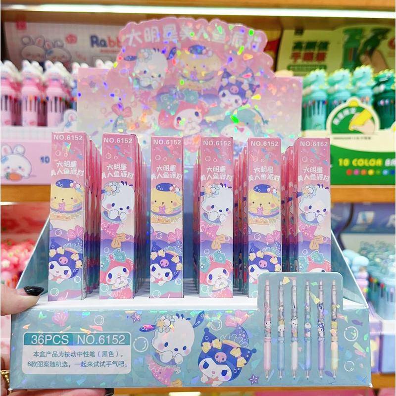 1 Bút Mực Gel Hình Nàng Tiên Cá Sanrio Mymelody Kuromi Cinnamoroll Pochacco Dễ Thương