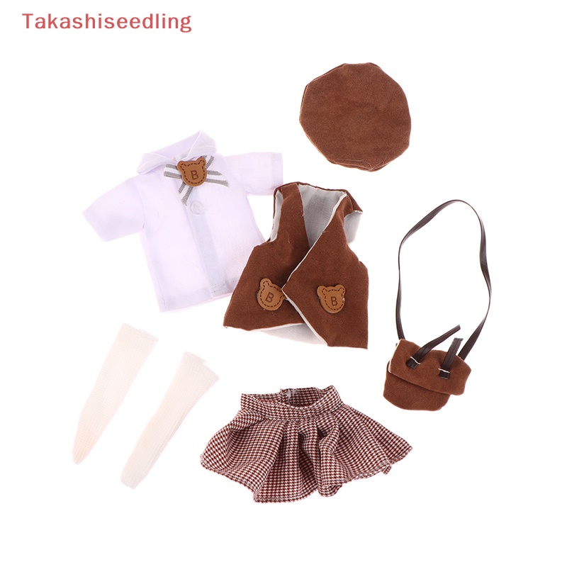 1 Bộ Quần Áo Búp Bê 30cm Mặc Váy Kẻ Sọc Thiết Kế Dễ Thương Cho Học Sinh