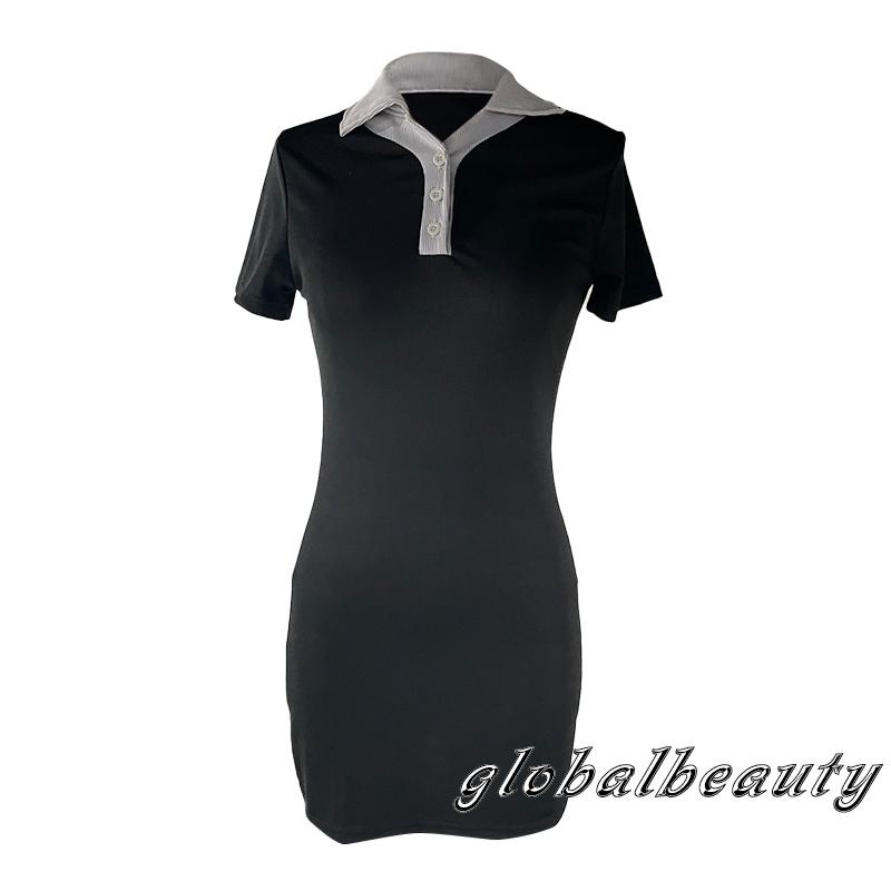 Đầm Ngắn Tay Cổ Bẻ Form Ôm Phong Cách Đường Phố Thời Trang Mùa Hè