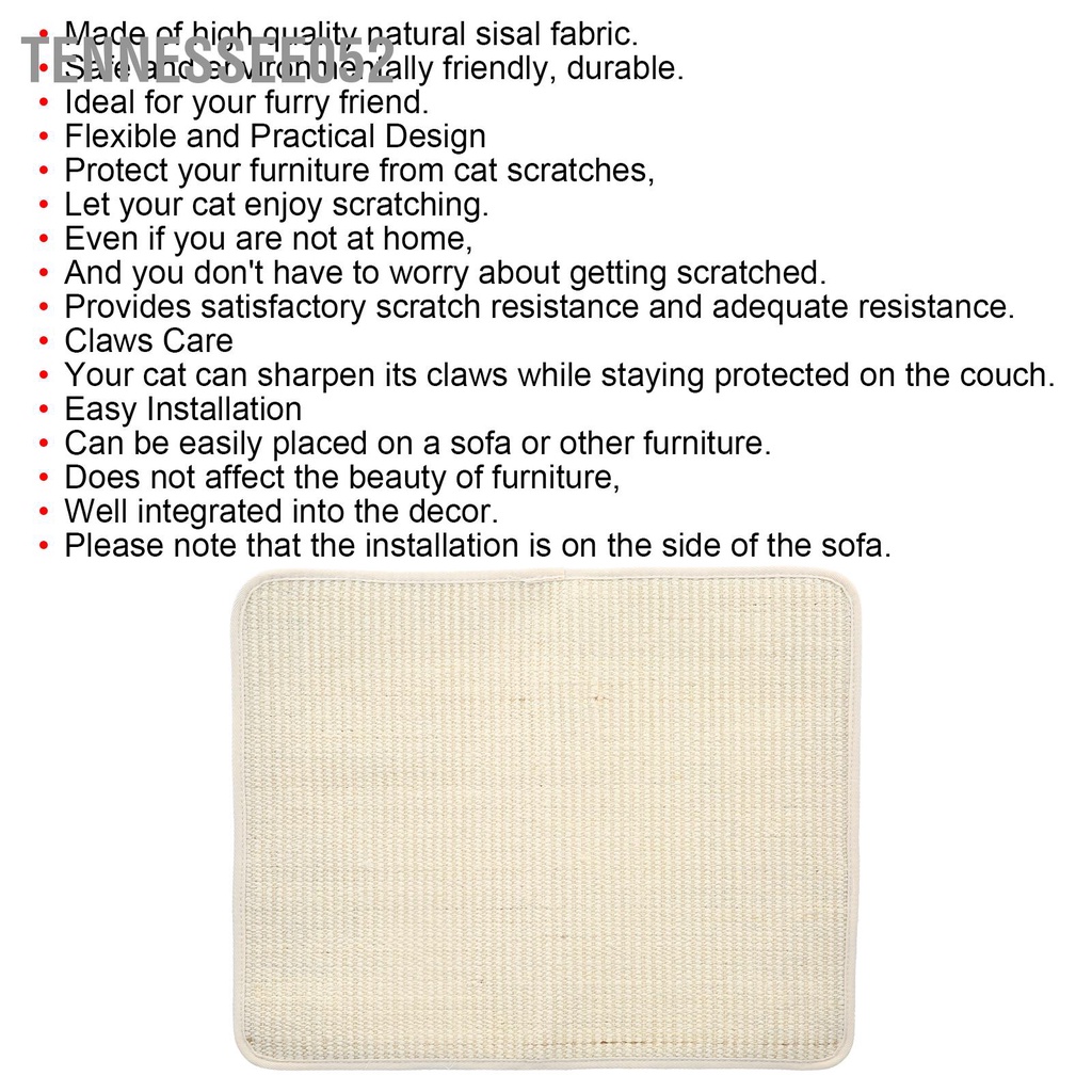 Tennessee052 Cat Scratching Pad Bảo vệ đồ nội thất Sisal tự nhiên cho Sofa Couch Nội ghế bành